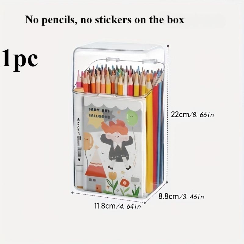 

Large-capacity Transparent Pen Holder, Flip Cover with Snap-on Design,Stationery Storage Box,Office Partition and Organization