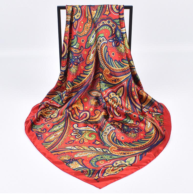 High Quality Silk Scarves Women Square Satin Hijab Scarf Plain Handkerchief Shawls Wraps Head Female Headband Islamic Bandanna
