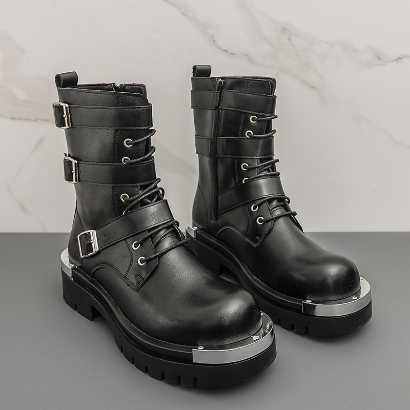 

Long leather boots autumn and winter new Martin boots men s high-top thick-soled British style large-size locomotive knight boots men 46