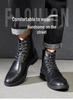 Men's British Style Winter Leather High-Top Boots for Casual Outdoor Workwear