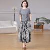 Elegant Summer Midi Dress for Moms - Short Sleeve, Age-Reducing Style for Middle-Aged and Elderly Women.