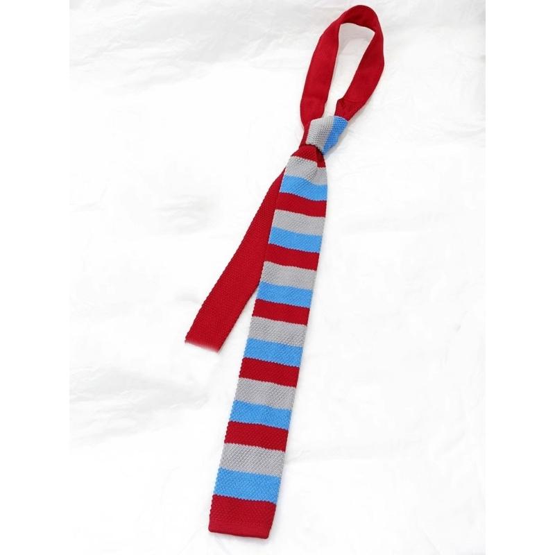 Teens Knit Necktie Women British Style Striped Necktie Uniform Self Tie Necktie