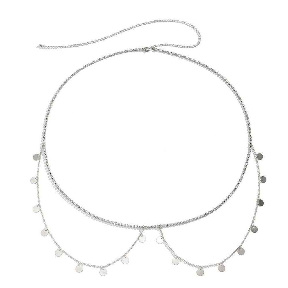 Fashion Spice Girl Wind Metal Diamond Claw Chain Body Chain Simple Sequins Tassel Rhinestone Waist Chain