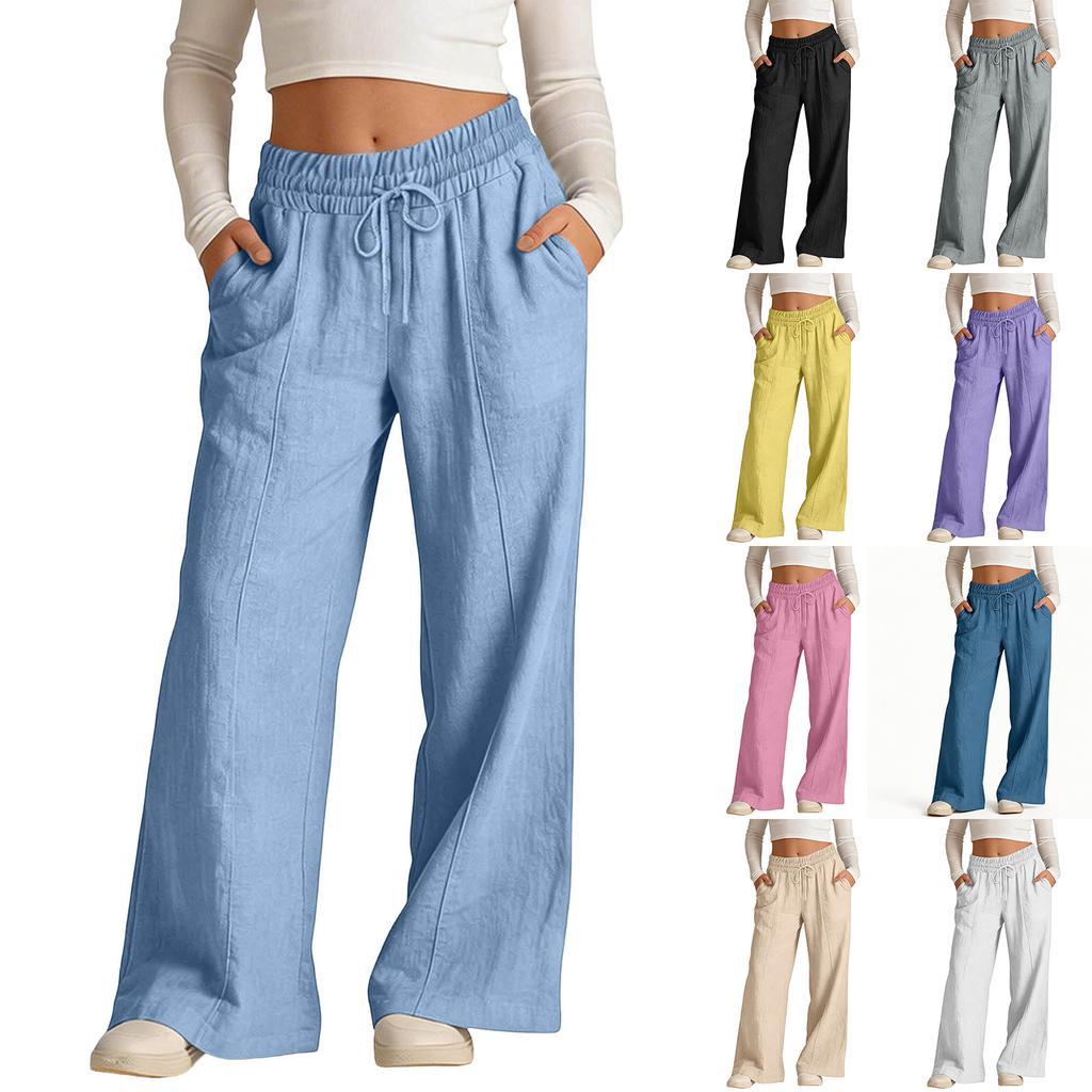 Loose Fit Wide Leg Casual Pants for Kids Adjustable Waistband Drawstring Closure Lightweight Fabric Unisex Design Suitable for Everyday Wear