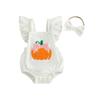 Citgeett Summer Halloween Infant Baby Girl Halloween Outfit Pumpkin Flying Sleeve Romper Bow Headband Clothes