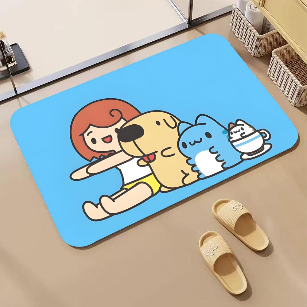 Anime C-capoo Floor Mat Diatomite Bath Mat, Quick Dry Absorbent Non-Slip Door Mat