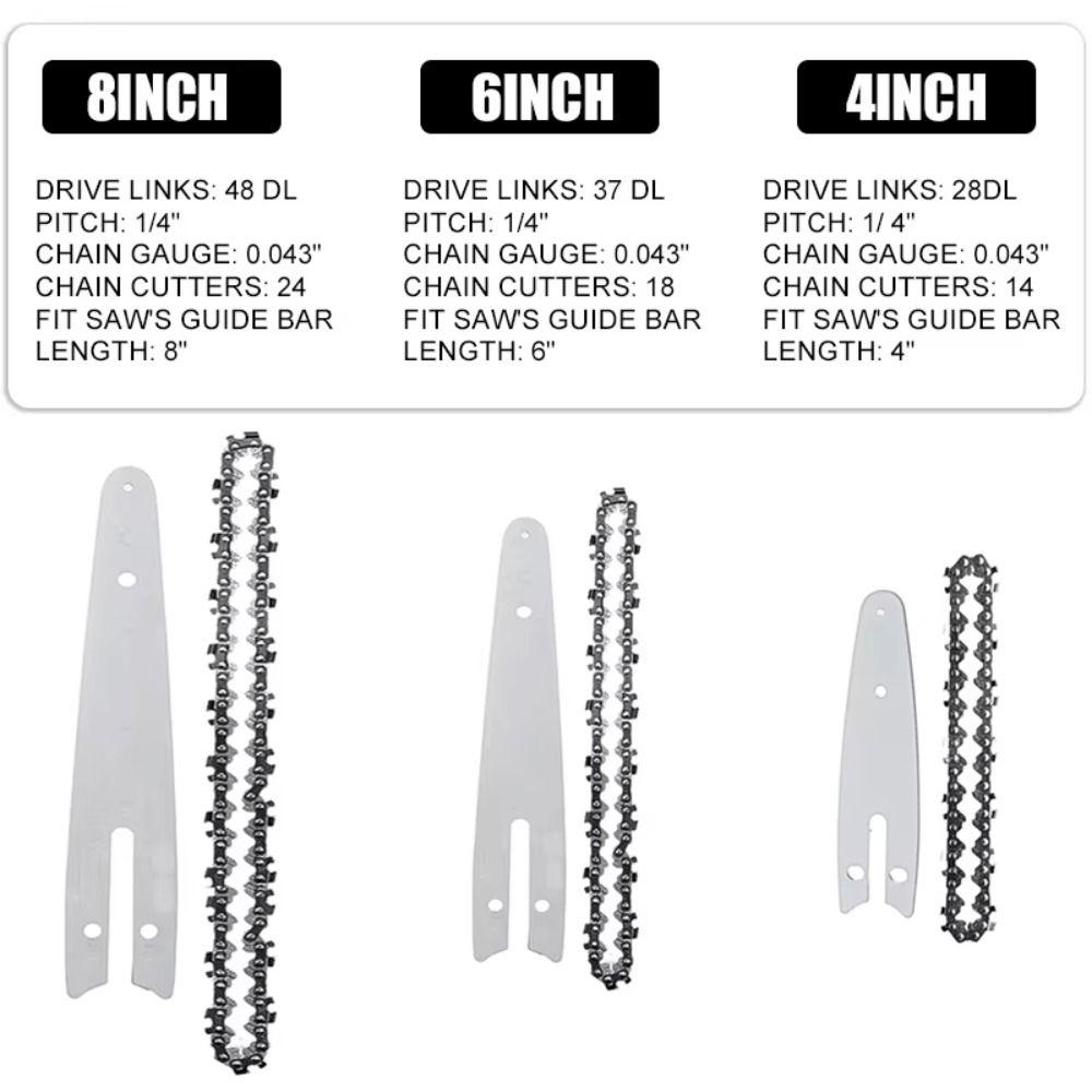 1Set for Electric Saw Chain Guide Plate Set Electric Saw Parts Garden Tool Saw Chain Kit 4/6/8 Inch Logging Pruning