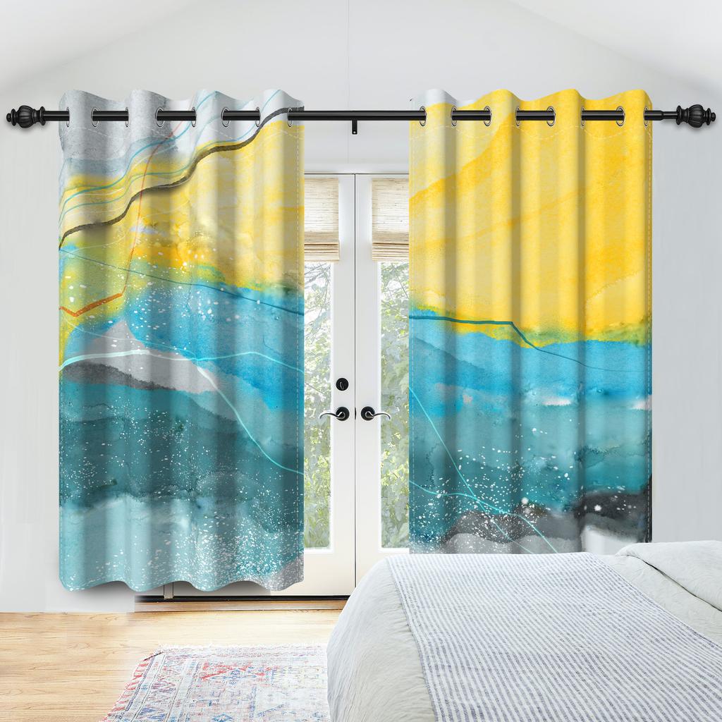 Abstraktes Aquarellmuster Vorhänge Bedruckter Vorhang Wohnzimmer Schlafzimmer Modernes Zuhause Fensterbehänge Künstlerisch Lichtblockierend Polyester Tolle Behandlung