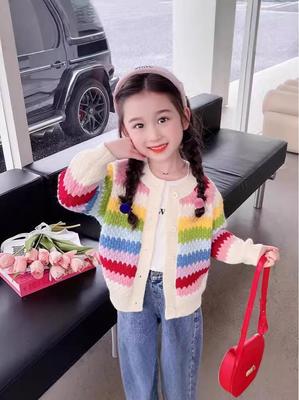Cardigan lavorato a maglia alla moda per bambine - Primavera e Autunno 2025 - Maglioncino per neonati e bambini