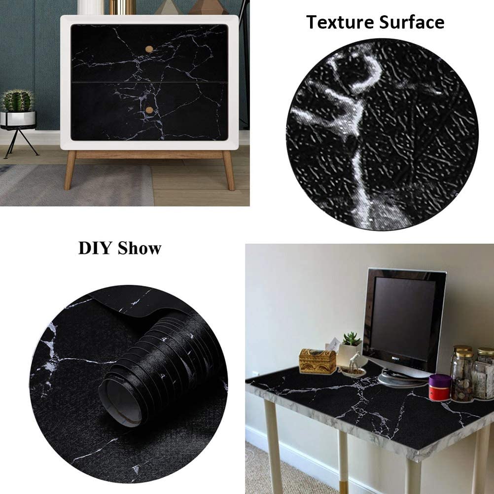 HDHome Black Marble Wallpaper Self-Adhesive Wallcoverings Waterproof Vinyl Peel and Stick Wallpaper  for Home Bedroom Wall Decor