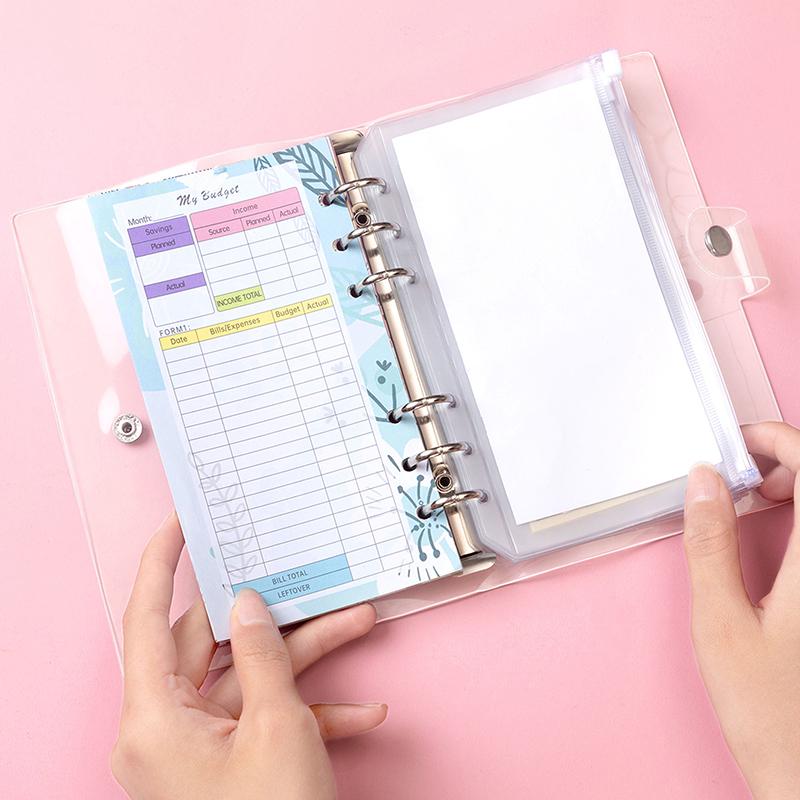 A6 Budget Planner Binder With 12 Budget Cards, 8 Ticket Pockets And Diy Stickers Portable Diy Notebook Savings Book