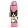 1PC Crazy Cat Lady Multiple Cat Print 750ml Color Plastic Sports Water Bottle Leakproof Flip Straw Lid Suitable for Sports Office Home Use