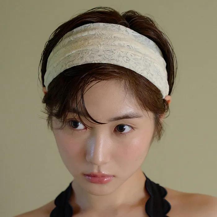 flower lace hair band - ivory
