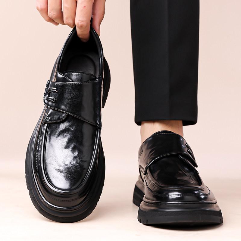 New autumn leather breathable casual shoes British style Velcro business non-slip leather shoes