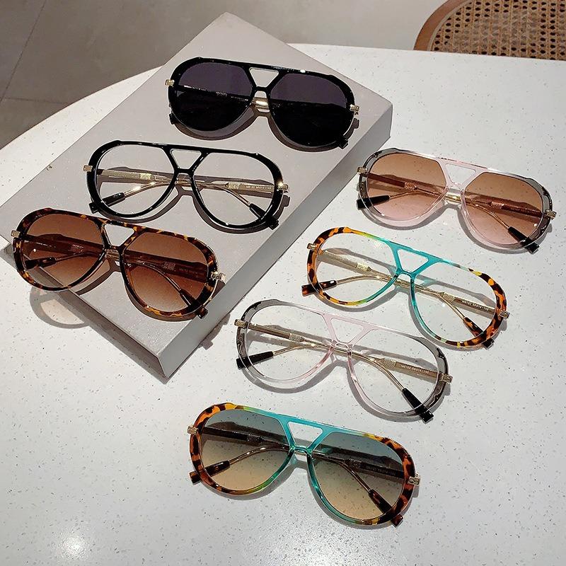 Nepolarizované Vintage Pilotné Slnečné Okuliare Módne Dvojitý Most Gradientné Viacfarebné Ležérne Okuliare Dámske Trendy Luxusný Dizajn Slnečné Okuliare
