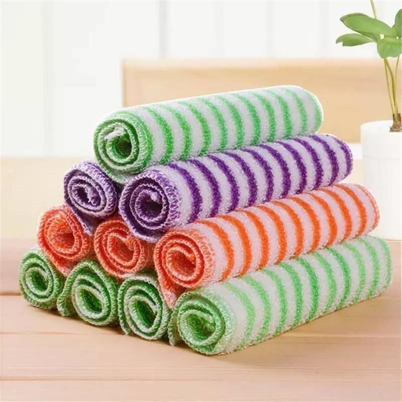 5PCS Wash Clean Towels Water Kitchen Colorful Dining Stripe