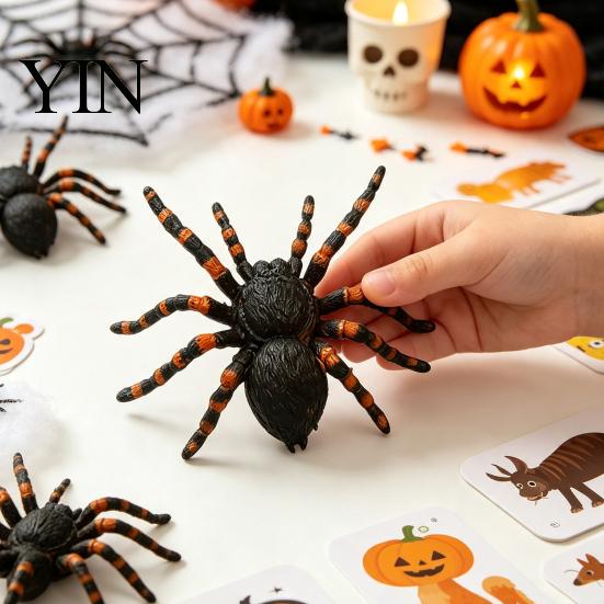 Gedetailleerd Spinnenornament voor Display Realistisch Beeldje, Levensgetrouw Nep Vogelspin Figuur, Plastic Dierlijk Arachnide Model Halloween Grappen Props,