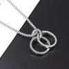 Men's Hip-hop Double Ring Trendy Men's and Women's Simple Accessories Necklace Pendant