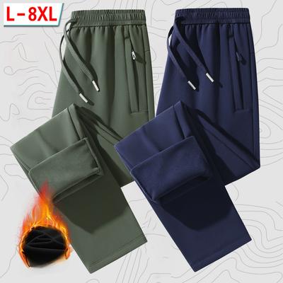 Men's Fleece-Lined Thickened Autumn/Winter Waterproof Softshell Trousers Heavyweight Thermal Sports Pants Outdoor Waterproof Oversized Casual Trousers
