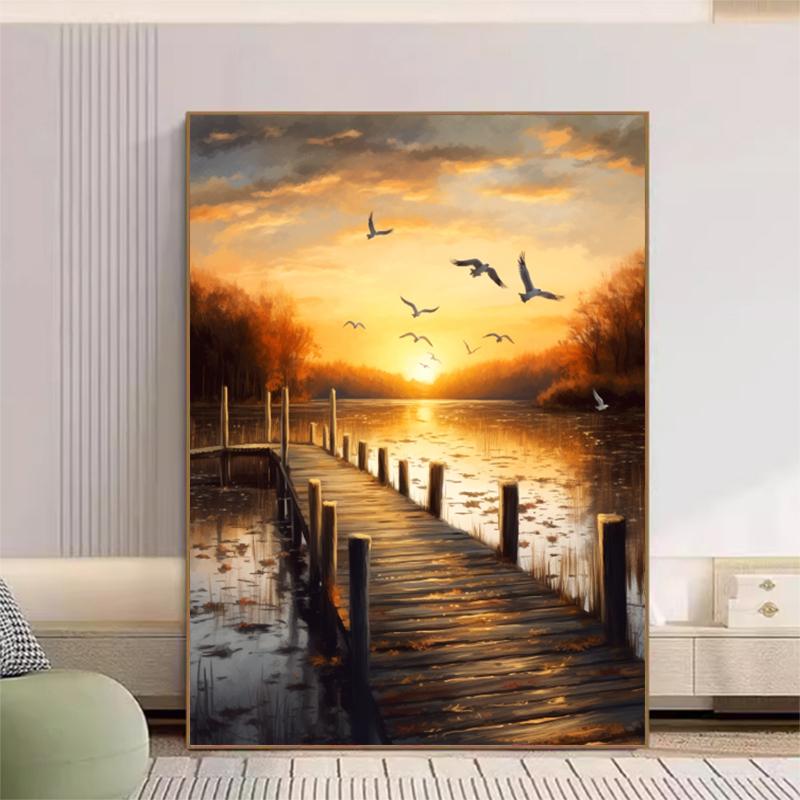 5d DIY Diamond Painting Cross Stitch Sunset Scenery Seagulls Diamond Embroidery Mosaic Home Decor