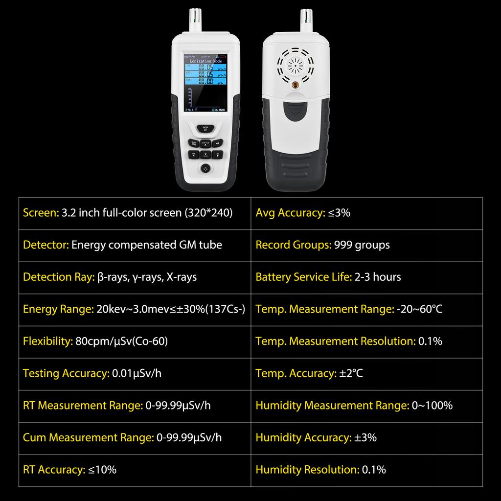 Portable Rechargeable Nuclear Radiation Detector Radiometer GM Counter Radiation Gauge Handheld & Tripod Mounted