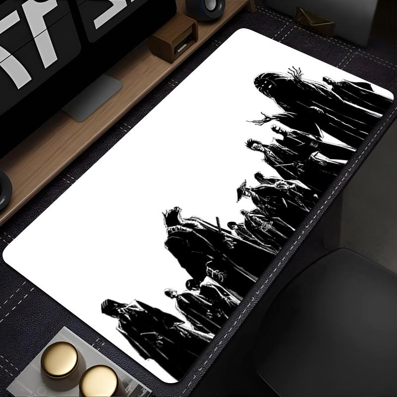 Gaming Mouse Pad Large Desk Mat Antislip Stitched Edges Black White Anime Print Keyboard Pad for Gamer Home Office