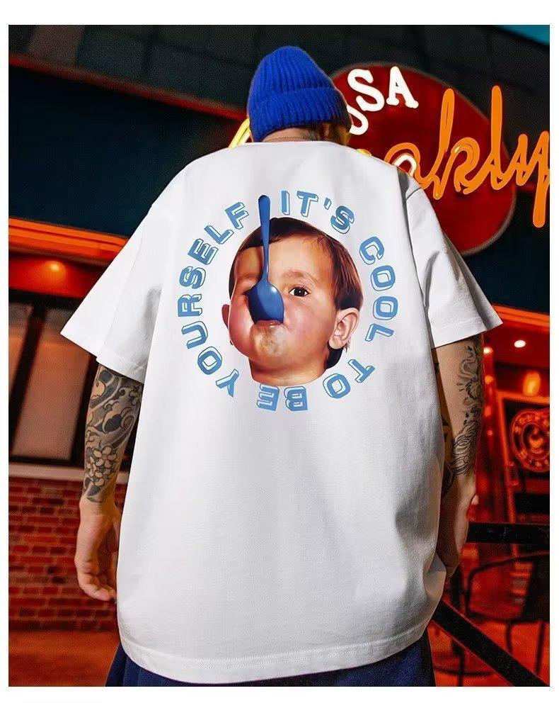 Men's Plus Size Trendy Short Sleeve Loose T-shirt - Summer Half Sleeve 300 Jin
