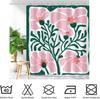 Retro Funky Matisse Shower Curtain, Abstract Floral Leaf Green Pink Boho Art, Waterproof Fabric