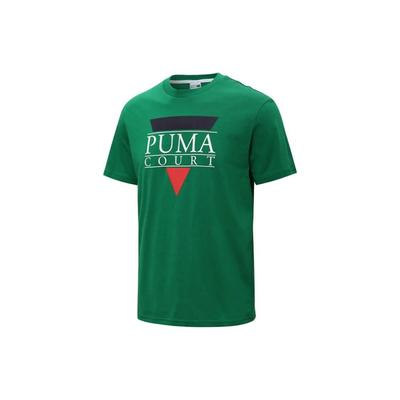 Logo Print Geometric Pattern Casual Crew Neck Short Sleeve T-Shirt Men Tops Green 536913-96