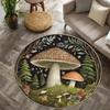 Mushroom Pattern Circle Carpet Utility Round Rug for Living Room Bedroom Deco Kitchen Under Table Floor Mat Non Slip Vintage Rug