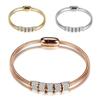 3mm Rhinestone Snake Bone Chain Bracelet with Stainless Steel Magnetic Clasp, 18K Gold Plated, Simple Fashion for European & American Market