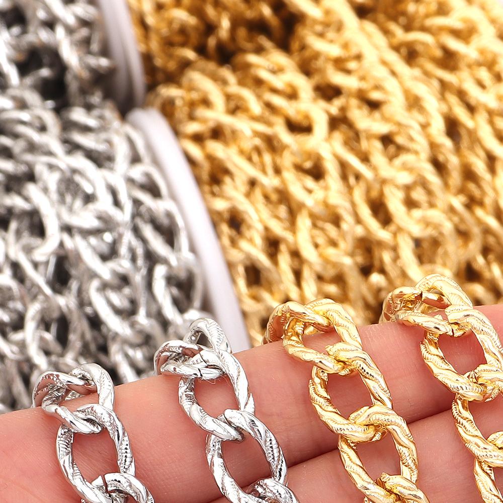 5 Yards/Rolle Aluminiumketten Gold Silber Farbe Metallstreifen Glieder Großhandelsketten Für Schmuckherstellung DIY Armband Halskette Zubehör