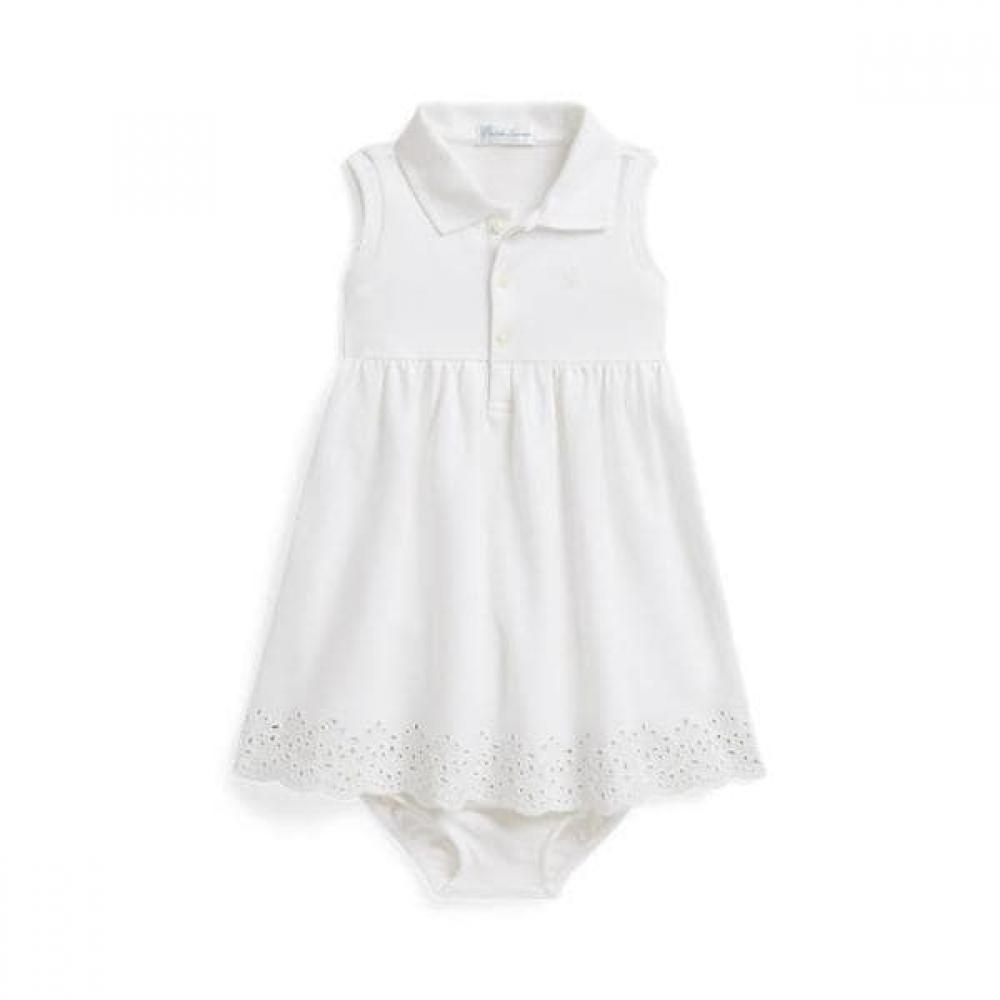 Polo Ralph Lauren Baby Girls Eyelet Stretch Mesh Polo Dress And Bloomer 12M
