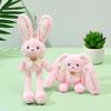 30cm Pull-Out Rabbit Keychain Plush Toy Cute Soft Stuffed Animal Bunny Doll Creative Backpack Clutches Pendant Kid Girl Boy Gift