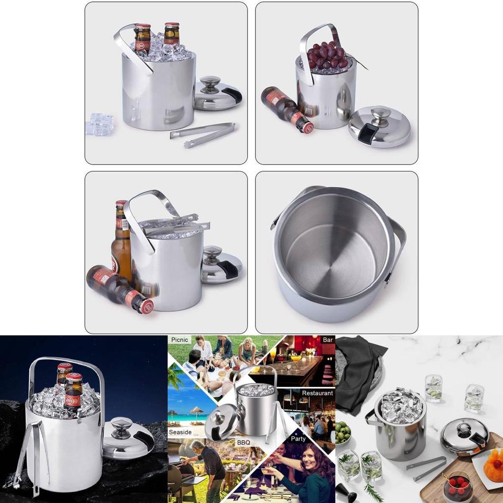 Commercial Stainless Steel Ice Bucket With Insulation For Ktv Bar And Beverage Service