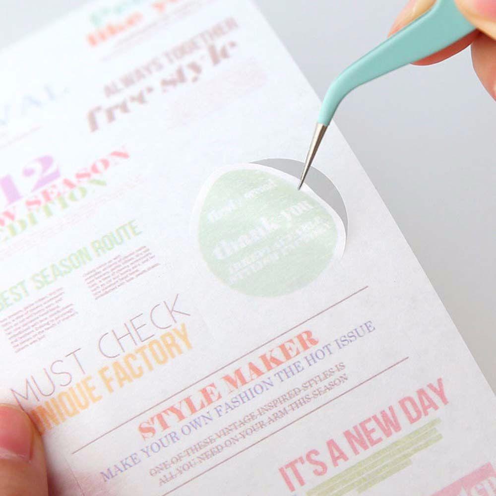 Stainless Steel Tape Sticker Tool Journal Accessorise Macaron Color Tweezers Nipper Nail Tweezers