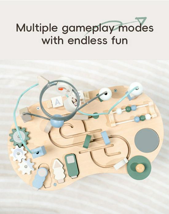 Montessori Wooden Bead Maze & Busy Board Toy for Ages 0-3