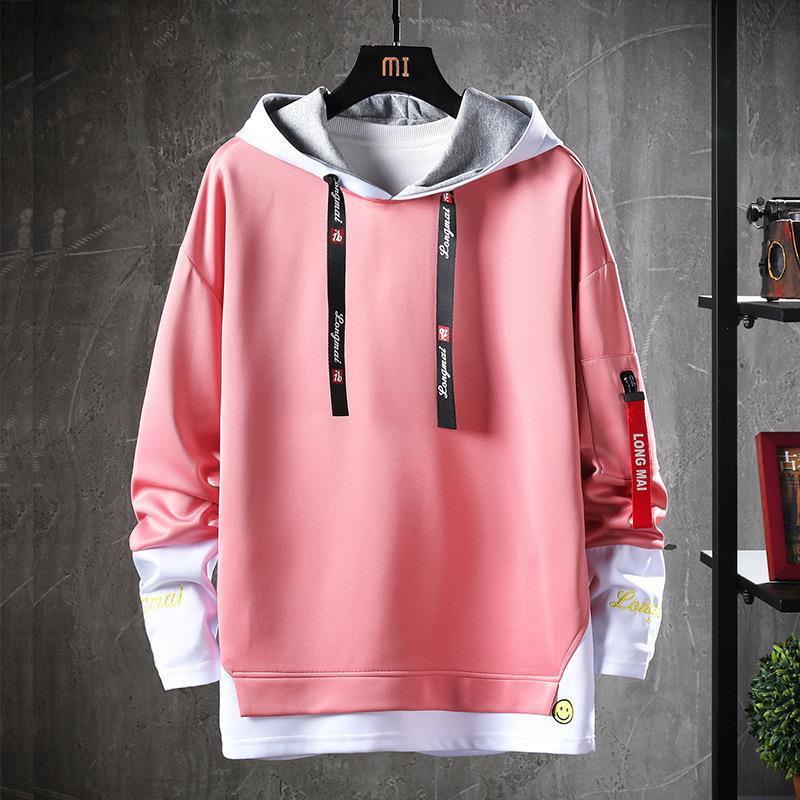 

Модные Худи Streetwear Мужские Худи с Капюшоном Рубашка с Капюшоном Худи с Принтом Пэчворк для Мужчин Харадзюку Хип-Хоп Толстовка Топы с Рукавом 3/4 S розовый