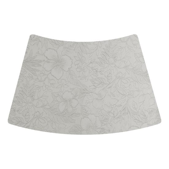 Artificial Leather Placemats Oil Resistant Chinese Style Engraved Flower Pattern Fan-Shaped Placemats Dining Table Decor