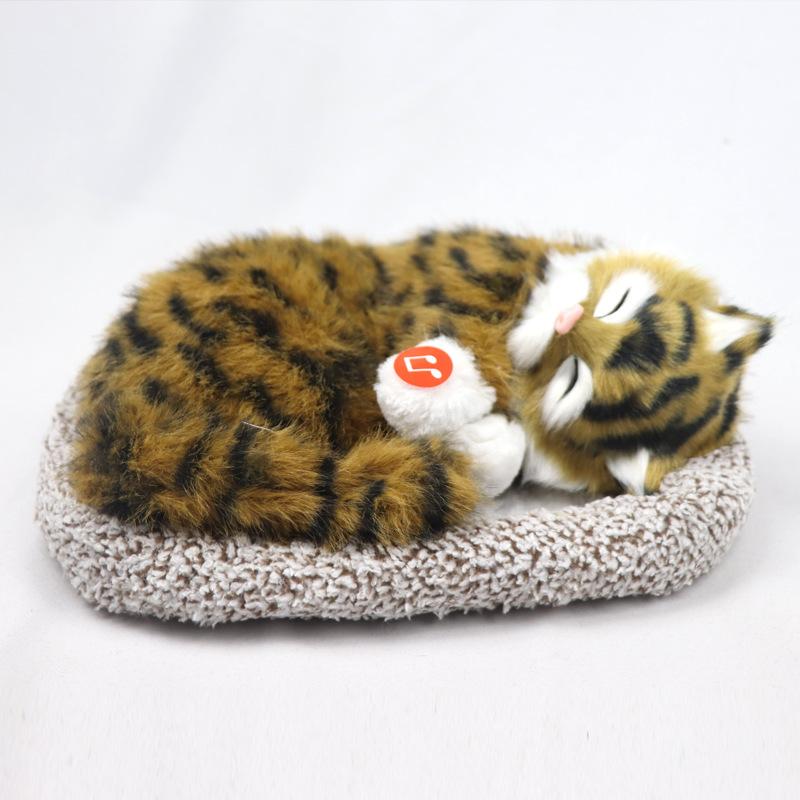 Simulation Fur Animal Home Furnishings Realistic Sleeping Breathing Dog Toy Plush Animal Doll Children