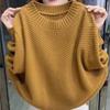Autumn Winter Round Neck Mom Wear Loose Knit Pullover Sweater Middle Age Casual Outerwear Top