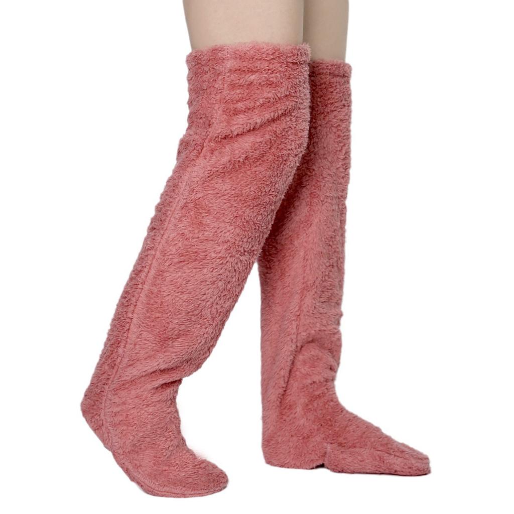Women's Cozy Fleece Lined Over Knee Socks Soft Thermal Winter Wear for Home Lounge and Comfort for Pregnant Women Elderly