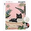 Elegant Framed Pearl Art DIY Set with Cute Black Cat Bathtub Design 5D Sparkling Bead Canvas Painting Ready to Display Romantic Home Decor Gift