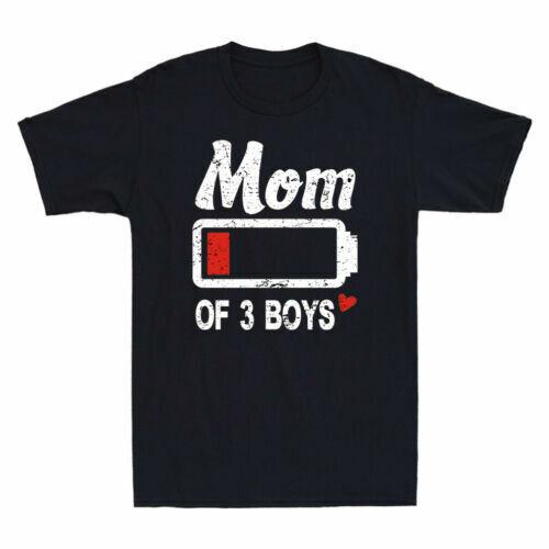 Mom Of 3 Boys Low Battery Funny Family Matching Mothers Day Gift Novelty T-Shirt XXXXL