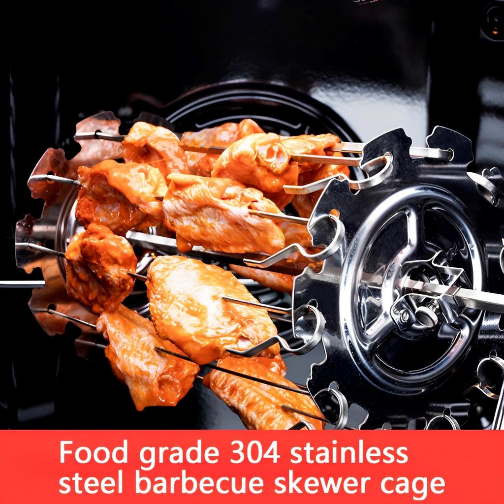Oven Grill Cage Stainless Steel Meat Skewer Cage Heat-Resistant BBQ Roaster Non-Stick Kebab Maker Meat Skewer Oven Grill Cage