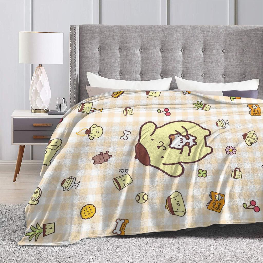 Cartoon Pom Pom Purin Plüschdecke Lustige Überwurfdecke für Zuhause Hotel Sofa 150*125cm Steppdecke,