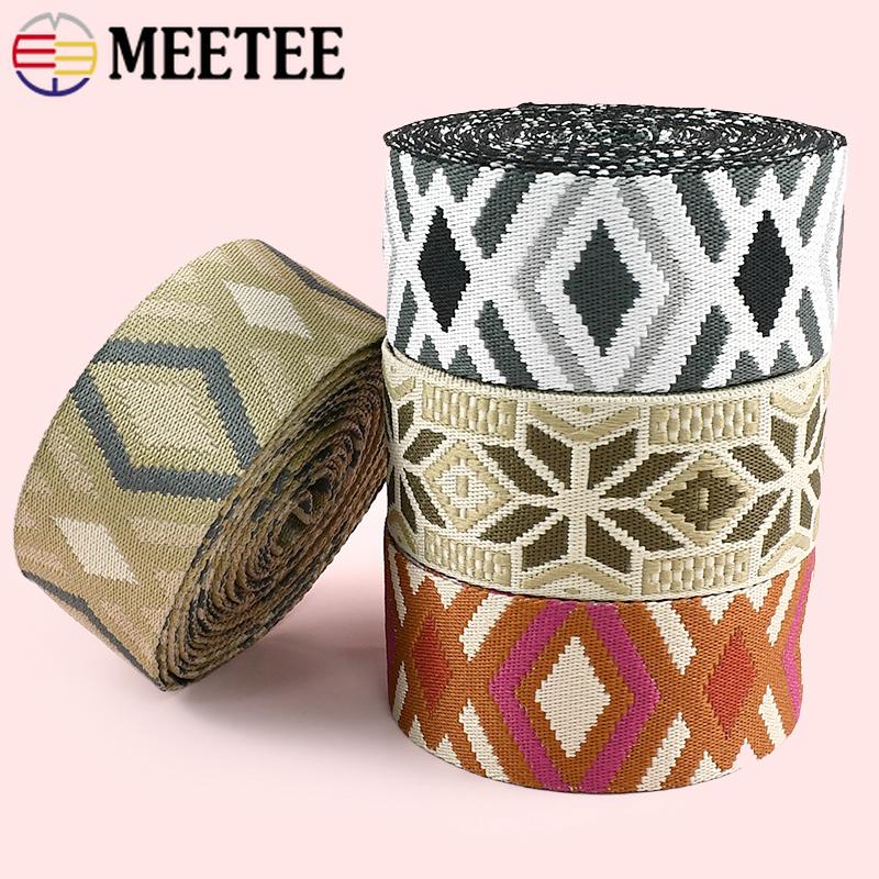 1-10M Meetee 50mm Polyester Webbing Tapes for Backpack Jacquard Bag Strap Ribbon Clothes Decor Bands DIY Sewing Accessories