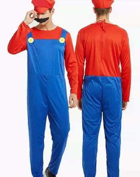 Halloween Cosplay Costume Mario Parent-Child Suit Prom Show Costume Mario Kids Costume
