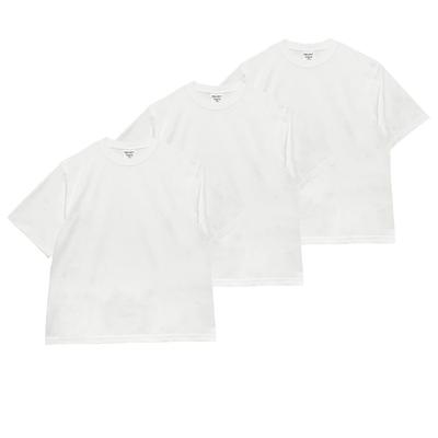 [Shaka Wear] 3-Pack T-Shirts, Short Sleeve, Plain, 7.5 Oz, Men's Heavyweight Cropped Top, Short Cut, Cropped Tee 3-Pack, Innerwear, Size L, White [Par