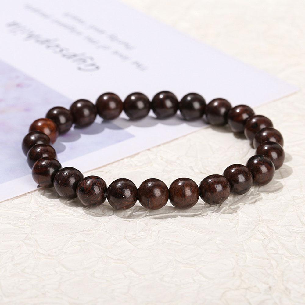 8mm Wooden Beads Bracelet Vintage Natural Wood Meditation Elastic Bracelets Women Healing Balance Ethnic Style Jewelry
